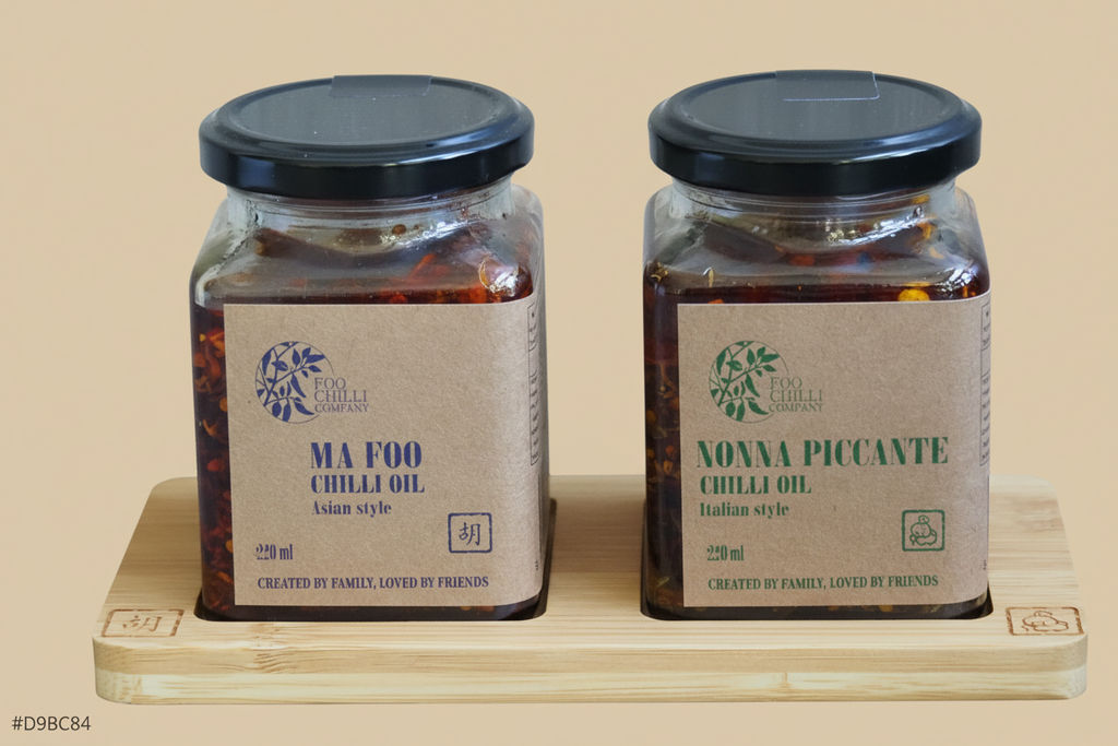 Jars on tray with preserved labels