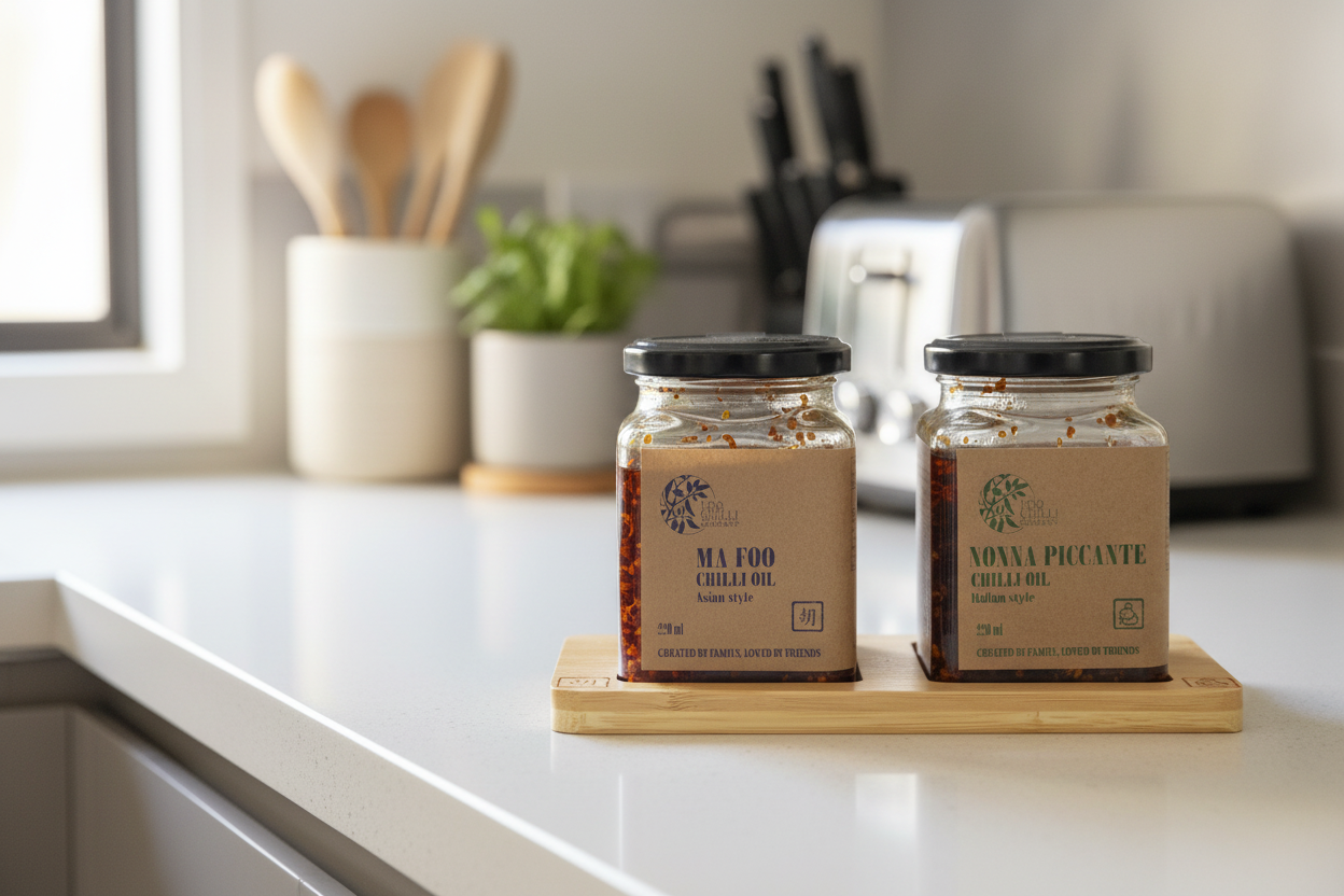 Gran's Great Gift- Chilli oils with custom-made engraved tray